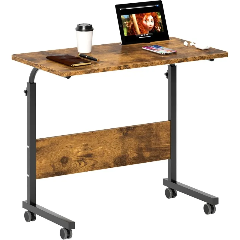 

Rolling Laptop Stands Desk Cart Height Adjustable, 31.5 inches Mobile Sofa Side Table with Tablet Slot, Portable Standing Laptop