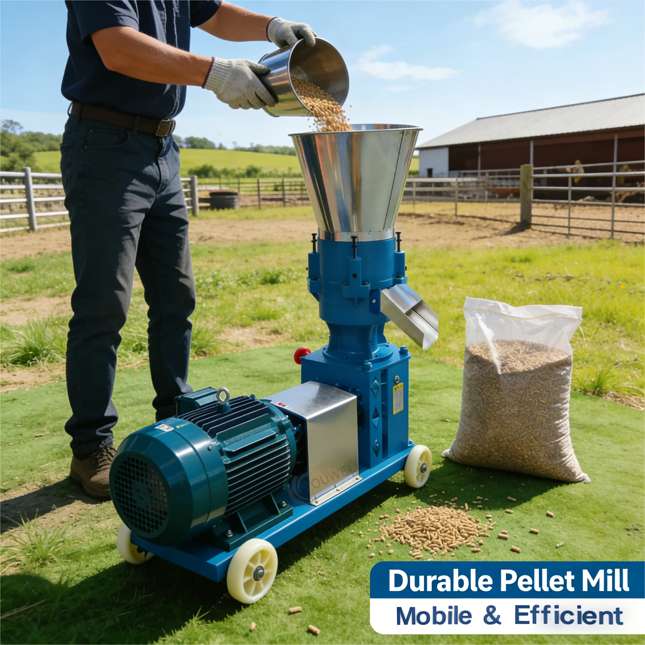 New Small Medium High Productivity 22 KW Motor Energy-Saving Automatic Feed Pellet Machine For Animal Feed Pelletizer