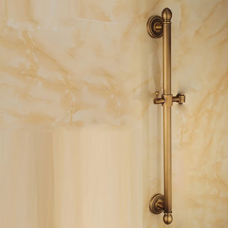 Antike Messing farbe Solide Kupfer Made Dusche Rutsche Schiene Bar Halter Einstellbare Clamp Halter Halterung