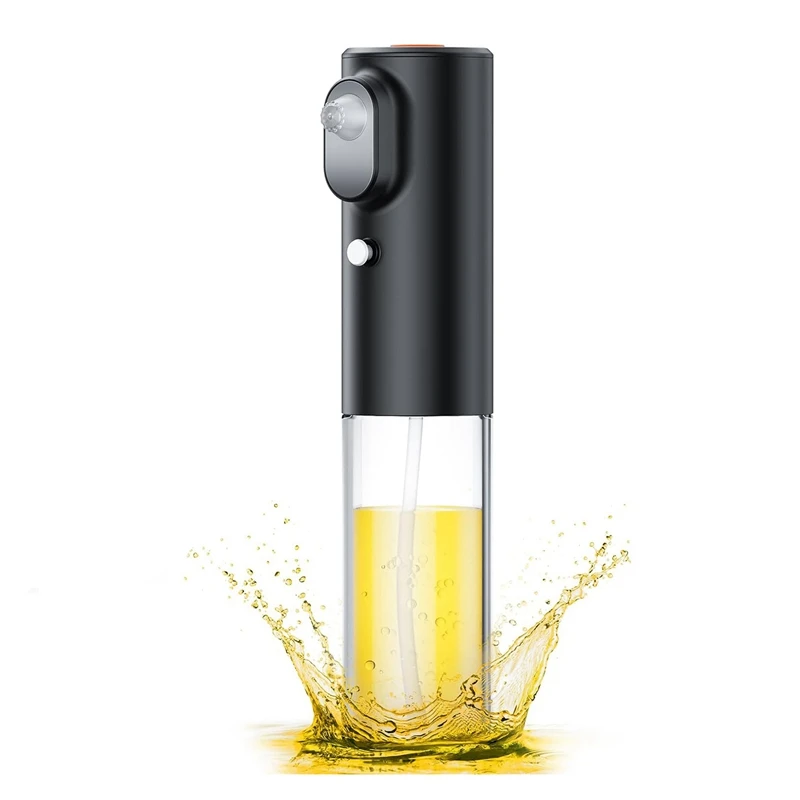 1 Piece Oil Sprayer For Cooking - Electric Olive Oil Sprayer 200Ml Glass Oil Sprayer Black Fine Mist Portable Oil Dispenser