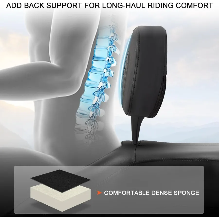 مسند ظهر راكب قابل للتعديل قابل للفصل وسادة مسند ظهر للسائق للدراجات النارية Harley Touring 19882025 متوافقة مع CVO Roa