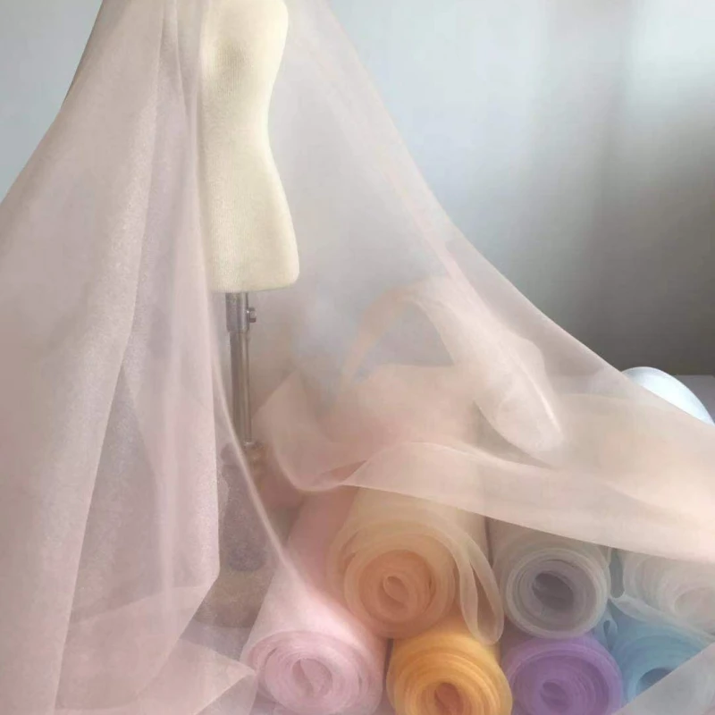 High Density Organza Fabric for Wedding Dress, Imitation Silk Fabric, DIY Handmade Accessories, Transparent Yarn, 5m Lot