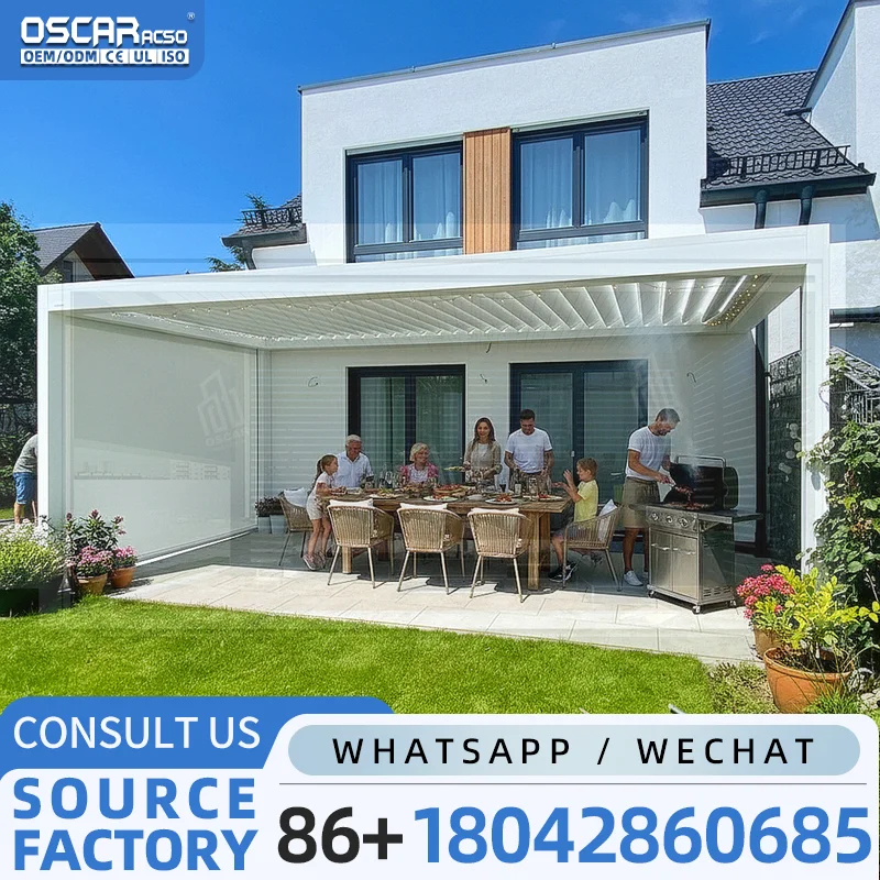3x3 3x4 4x4 6x4m Waterproof Remote Controlled Outdoor Bioclimatic Aluminium Louver Pergola Modern OEM Factory Product for Garden