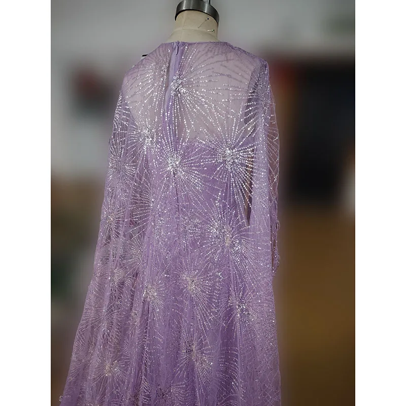 Vestidos de Fiesta de sirena de encaje con lentejuelas de lujo para mujer, vestidos de noche formales púrpuras, vestido de desfile de ocasión especial