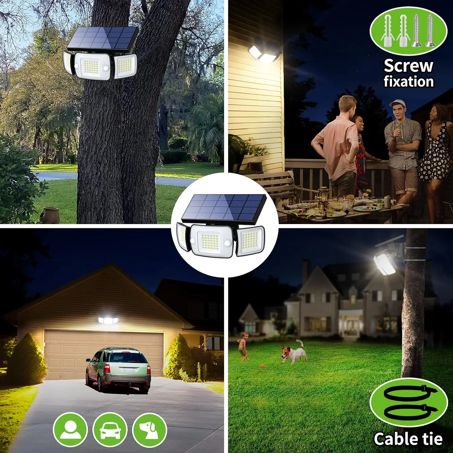 Intelamp Solarleuchten für den Außenbereich, L4000-mAh-Akku, mit zwei Bewegungssensoren, 1200 Lumen, hohe Helligkeit, IP65-Schutzart, Wandlampe für Garten, Hof, Weg und Garage. – Detail 14