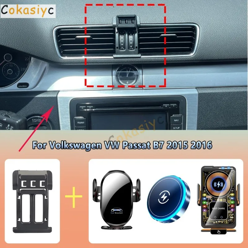 Suporte de celular para carro, suporte para ventilação, para volkswagen vw passat b7 2015 2016, carregador sem fio, acessórios