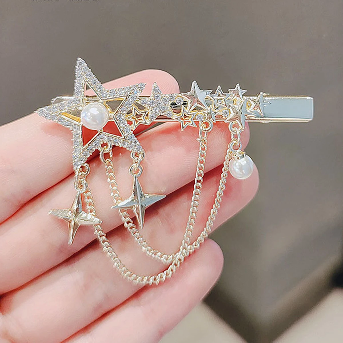 

Hair Stars Hairpin Decorative Hairpins Gem for Girls Golden Zinc Alloy Tassel Clips