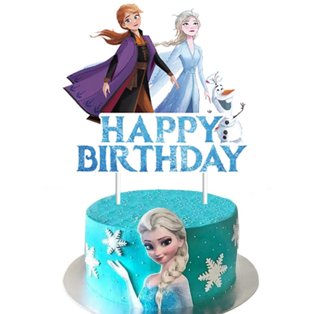 Perlengkapan pesta ulang tahun Disney Frozen Elsa, peralatan makan cangkir kue, Kit Topper, perlengkapan pesta pernikahan, Frozen Queen Anna