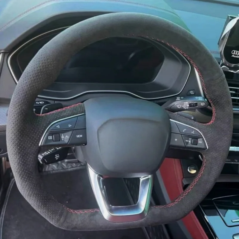 

Customize Soft Suede Leather Car Steering Wheel Cover Q5 SQ5 SQ5 Sportback Q7 SQ7 Q8 SQ8 Steering Wrap Cover For Audi Q3