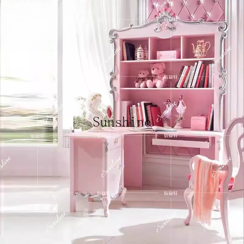 European luxury pink princess four chest cabinet palace painted solid wood decorative cabinet  FT