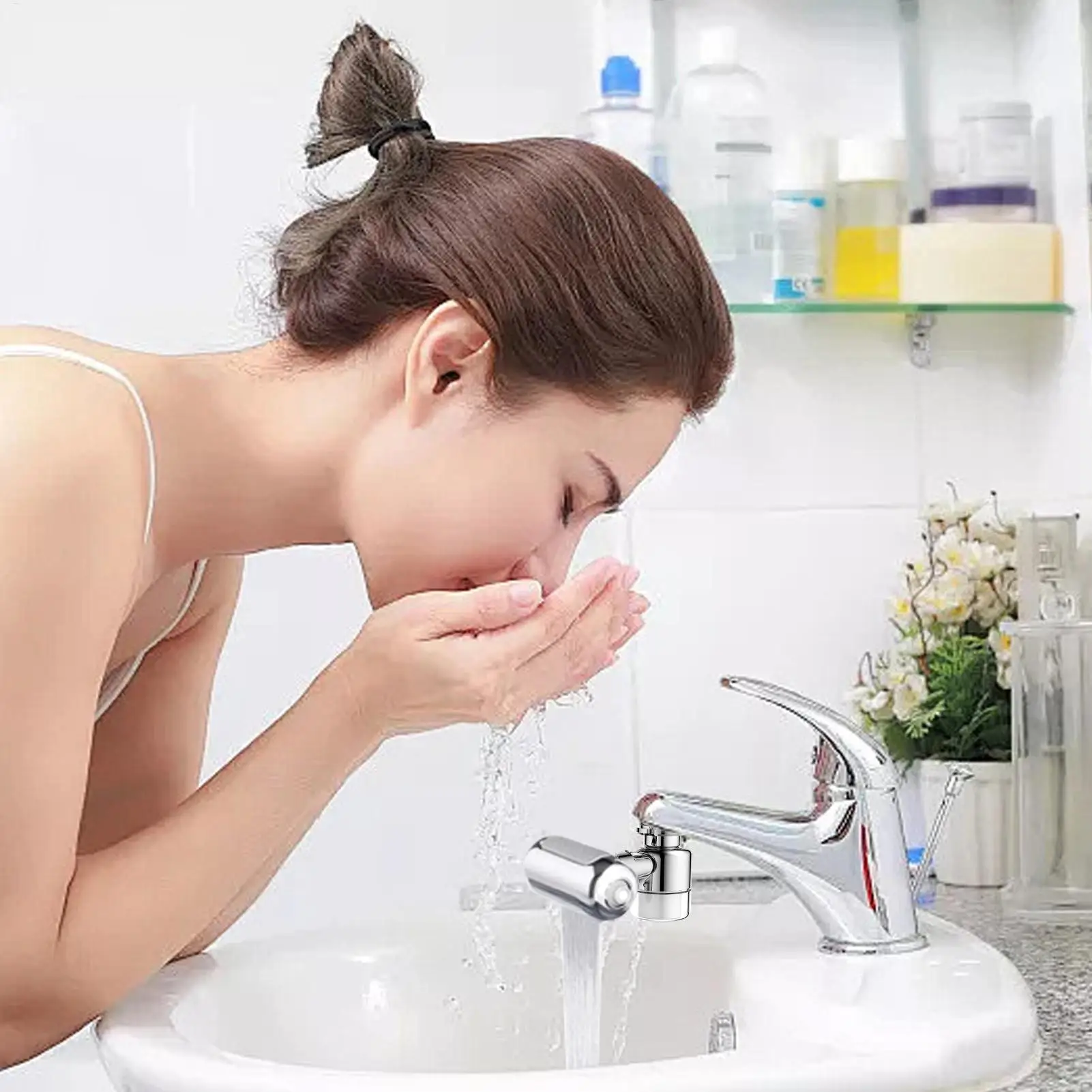 Faucet Extender for Bathroom Sink 4-Mode with Upward Facial Mist Rotatable Kitchen Faucet Extender for Home Dorm Rental House