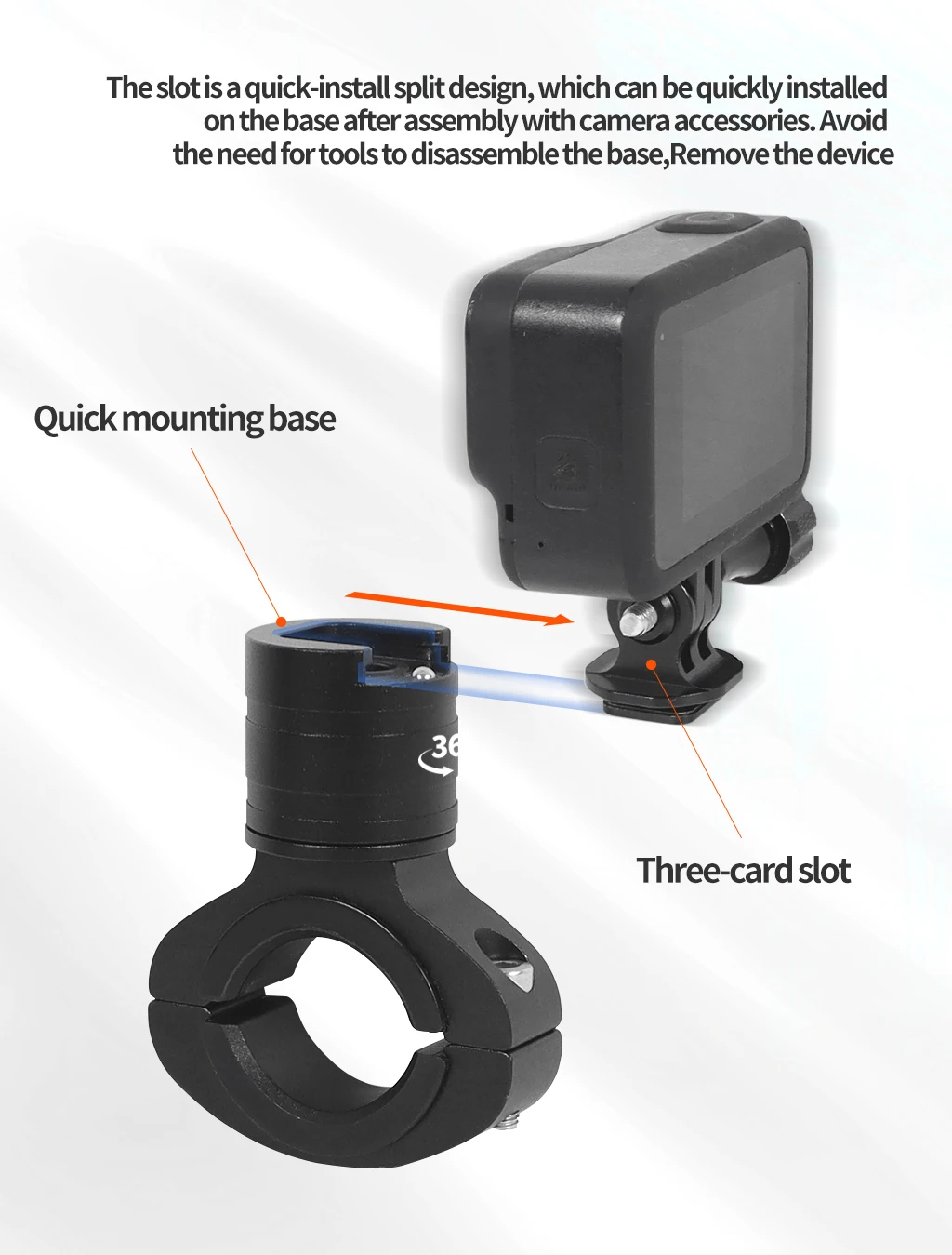 360 drehbarer Fahrrad kamera halter Schnell verschluss Split Mount Lenker klemme Motorrad halterung für Gopro Hero 13 12 11 Dji Action 4 – Detail 5