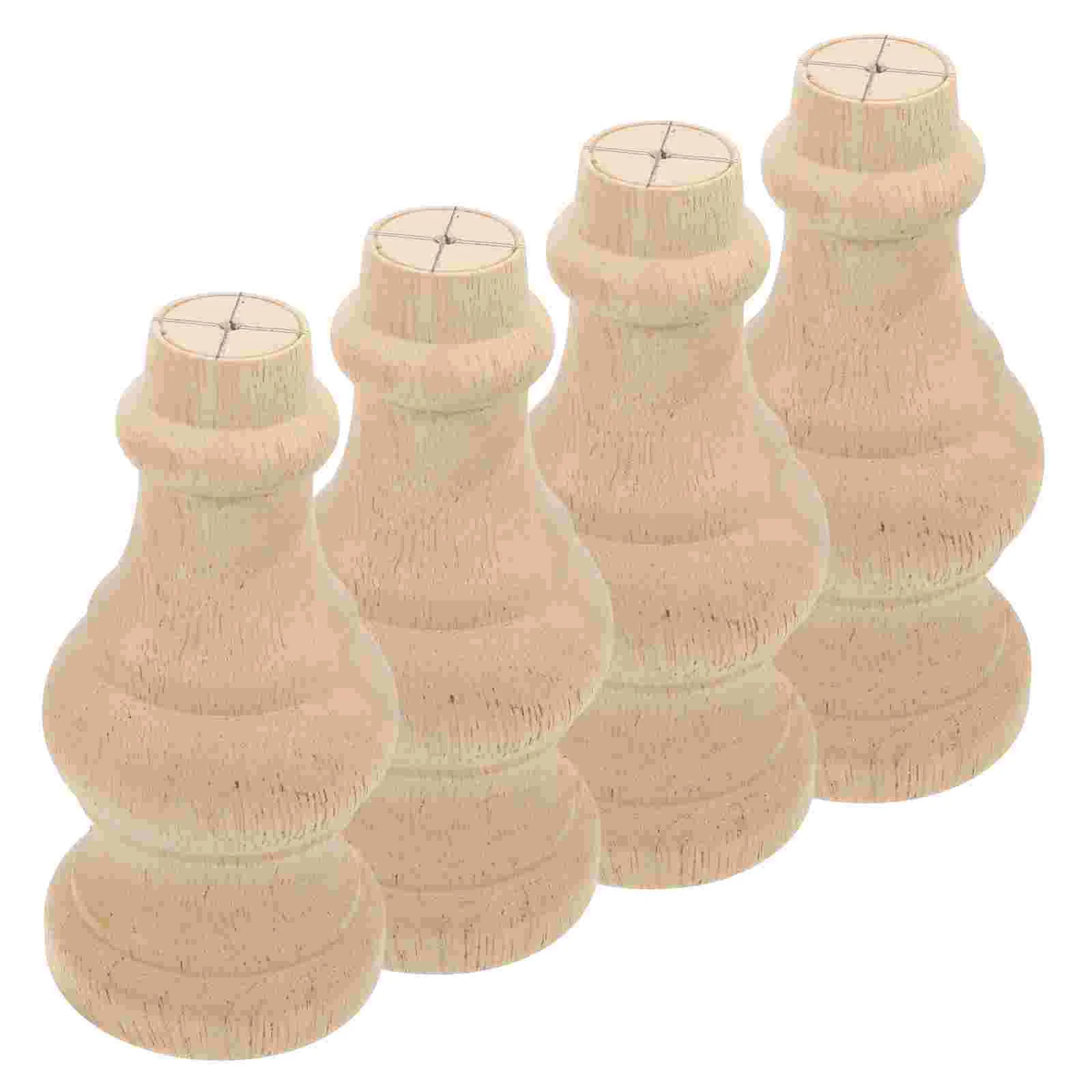 4 Pcs Solid Wood Home Feet Sofa Legs Replacement Cylinder Khaki Furniture Risers