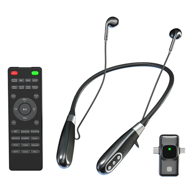 Portable Wireless Earphone Multifunctional Remote Contril Sound Card Mobile Phone Live Broadcast Headphone Hanging Neck Headset