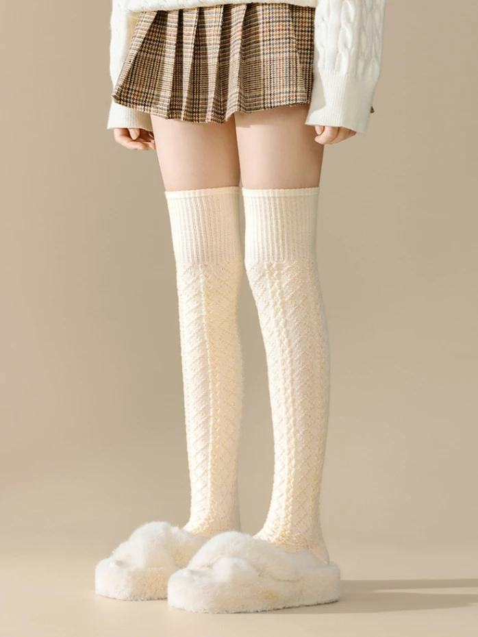 1/3/6 paar dames overknee sokken, lange sokken voor lente en herfst, gevlochten twist-ontwerp, verschillende kleuren, modieuze en veelzijdige over-de-knie-sokken, geschikt voor dagelijks gebruik, Y2K-stijl, geschikt voor lente/herfst