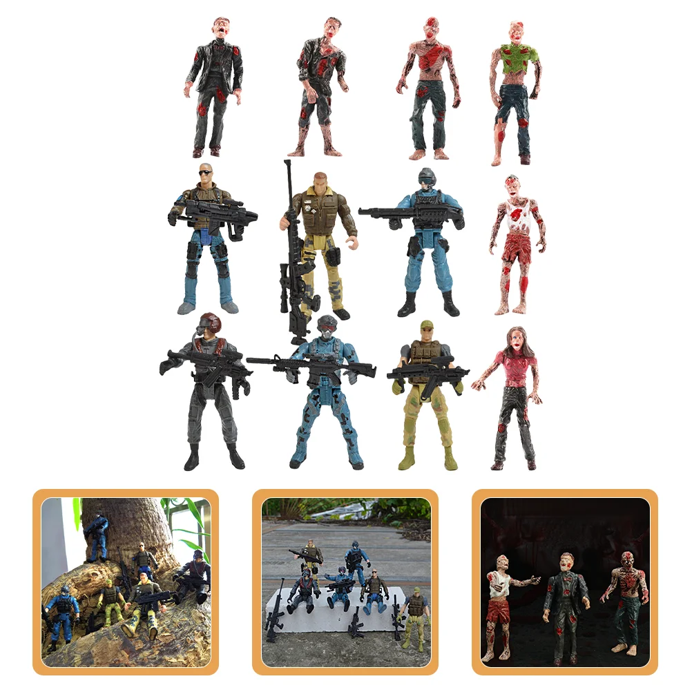 Crianças brinquedo layout figuras bebê soldado moldes de ação de plástico forças especiais mini zumbis homem modelos flexíveis estatuetas