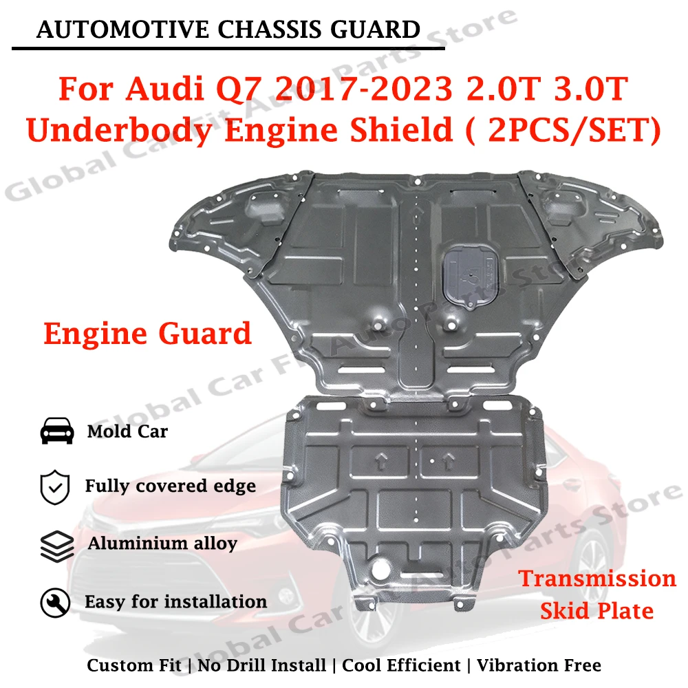 Engine Skid Plate Transmission Guard For Audi Q7 2017-2023 Underbody Protection Bottom Shield Steel Chassis Guard Accessories