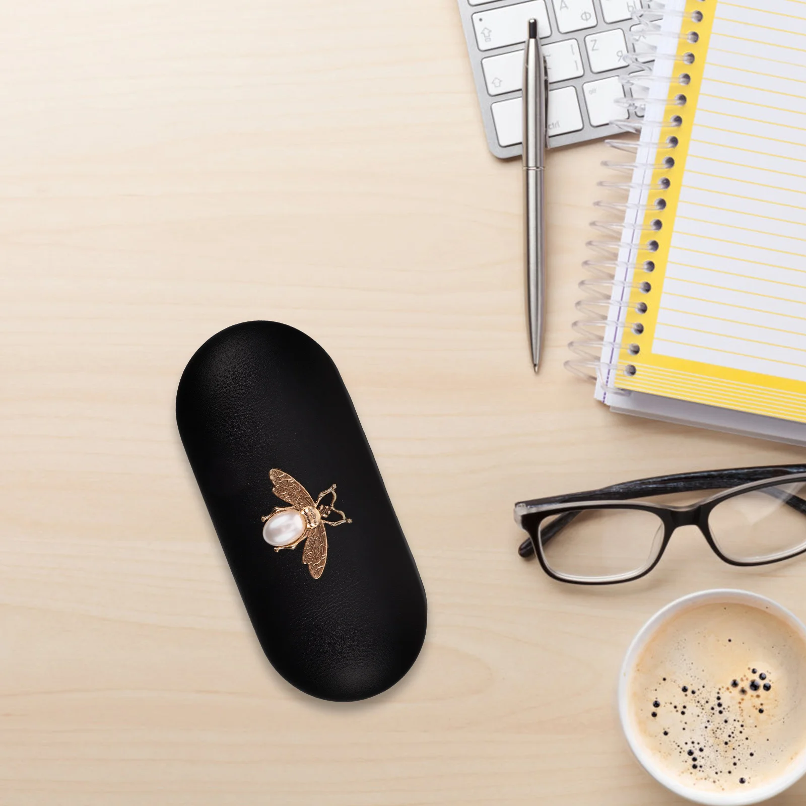 

Double Layer Glasses Organizer Portable Hard Shell Case Box For Eyeglasses Sunglasses Contact Lenses Travel Outdoor Use Pearl