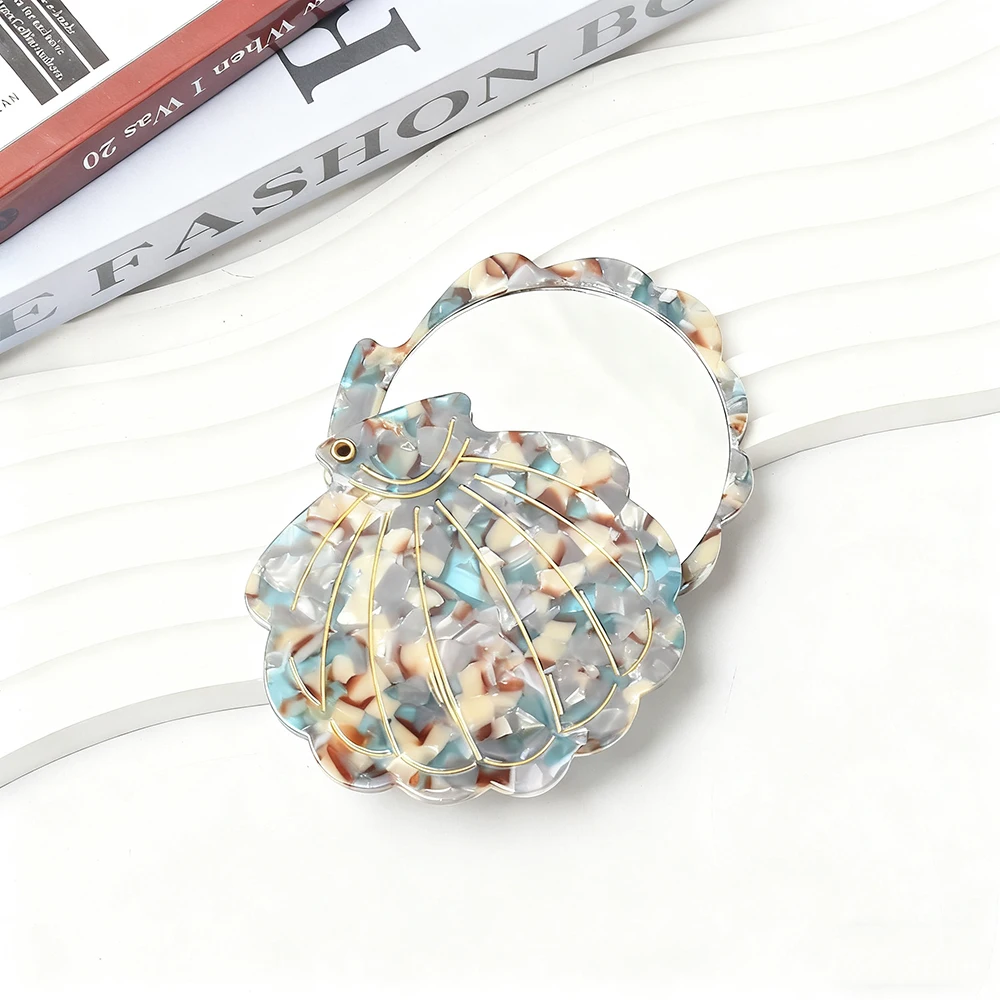 Creatieve schelpvorm make-upspiegel draagbare reizen azijnzuur opvouwbare make-upspiegel dames meisjes draagbare cosmetische spiegel