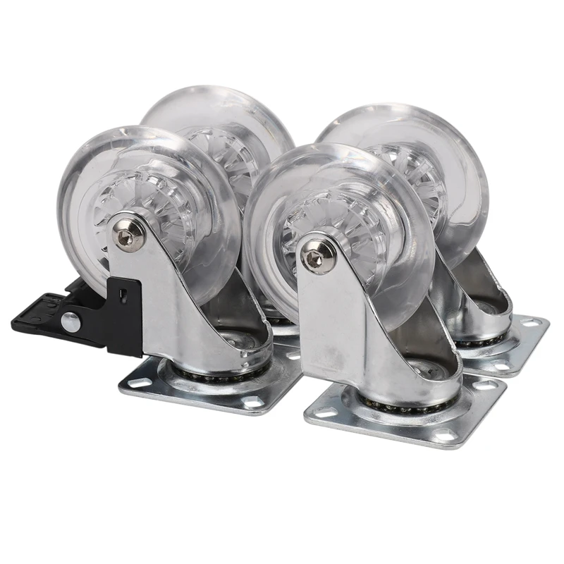 ABRE-4 X Heavy Duty 75Mm Swivel Castor Wheels Trolley Furniture Caster With Brakes - Load Capacity 100Kg Per Wheel (Set Of 2 X S