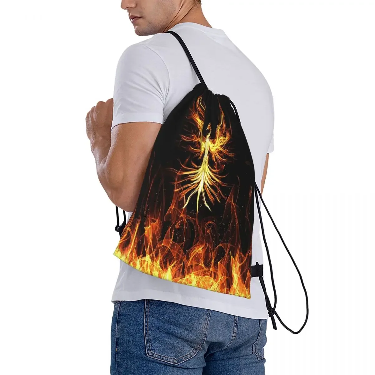 Majestic Phoenix Mythical Bird  Backpacks Portable Drawstring Bags Storage Bag Book Bags for Travel School