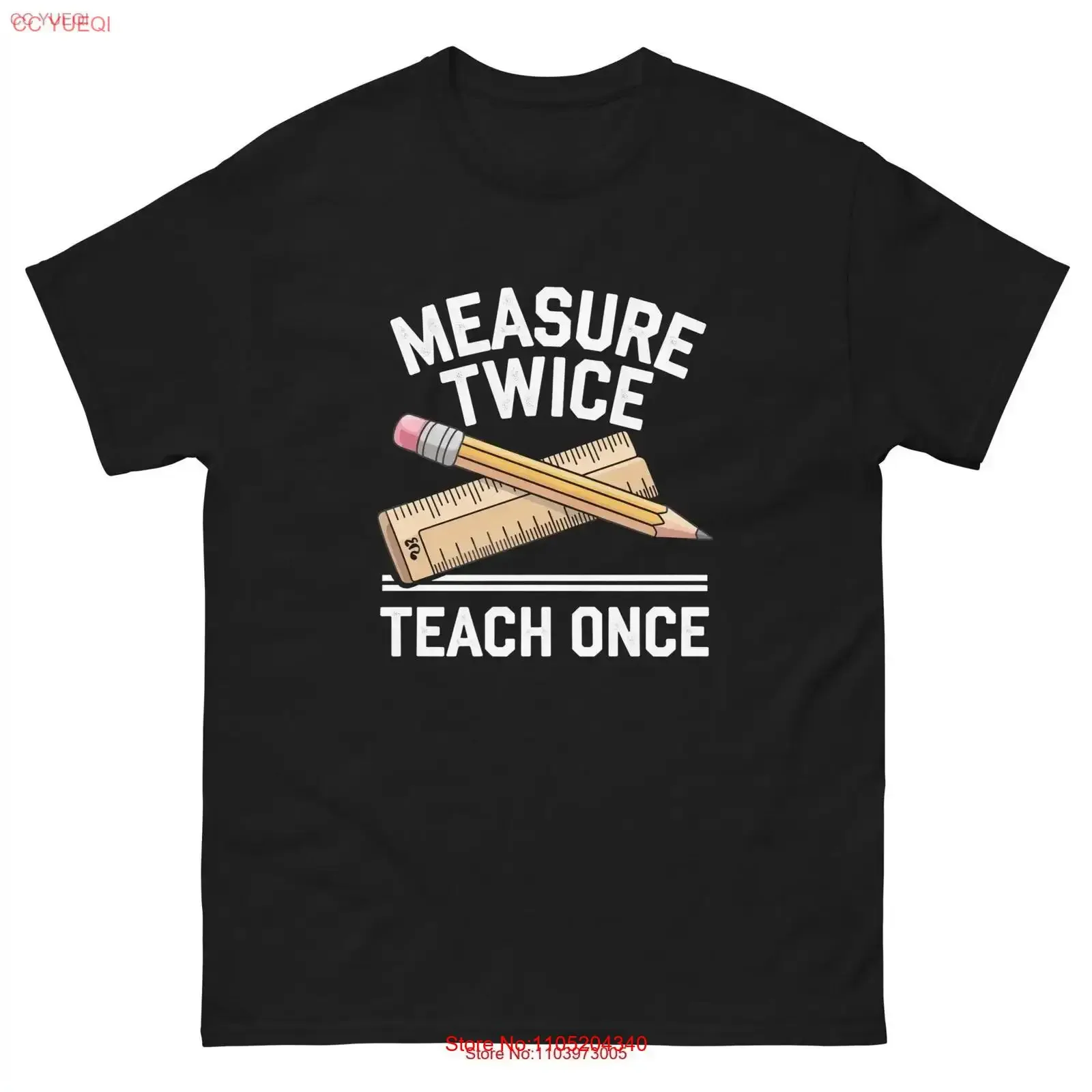 Funny Measure Twice Teach Once Teacher T Shirt Perfect for Teachers Humorous Pencil and Ruler Appreciation vintage Washed