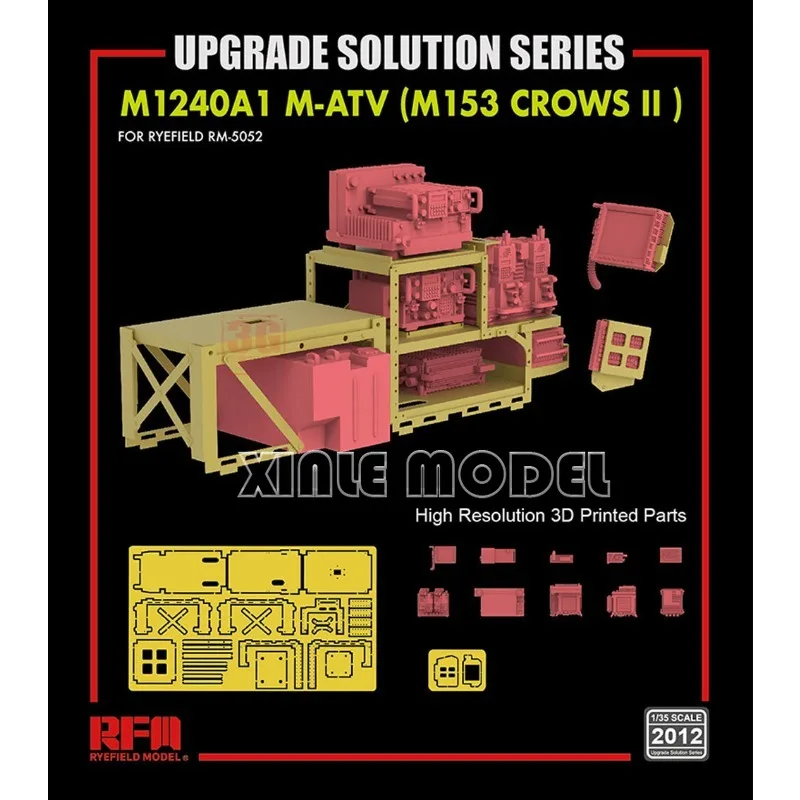 

Модель Ryefield RM-2012 M1240A1 Комплект обновления M-ATV Набор радио с 3D-печатью 1/35, для RM-5032/5052