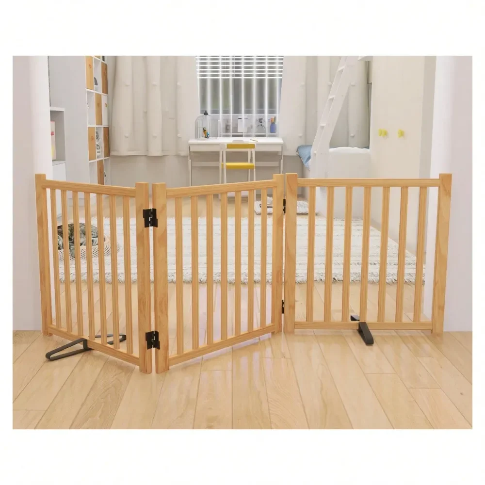 

Freestanding Dog Gate Fence Dog Gate For Doors And Stairs, Wooden Dog Fence Indoor Pet Gate, Cross Fence