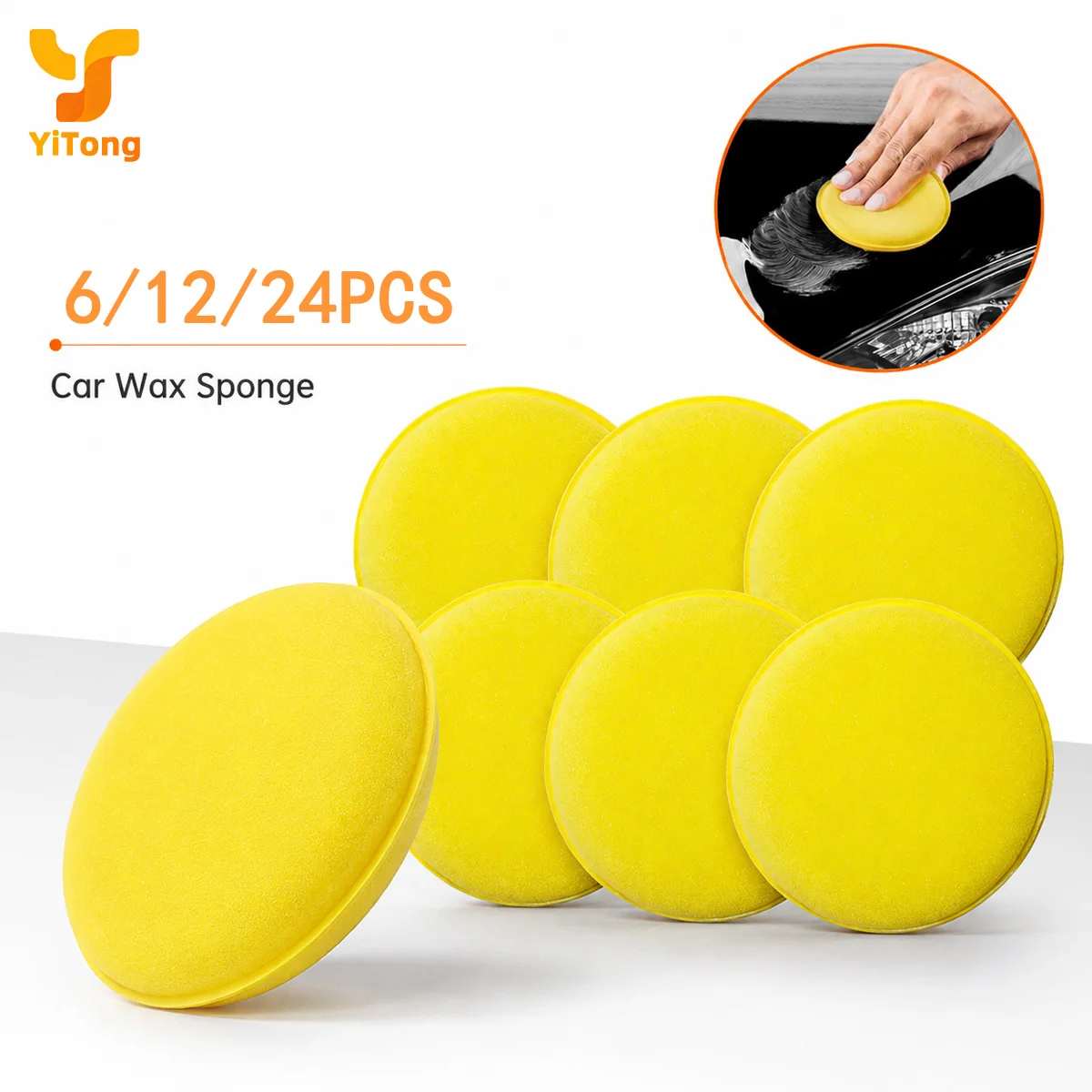 

Yitong 6/12/24PCS Polishing Sponge High Density Foam Wax Pad Multi Purpose Automobile And Motorcycle Paint Care Polishing Sponge
