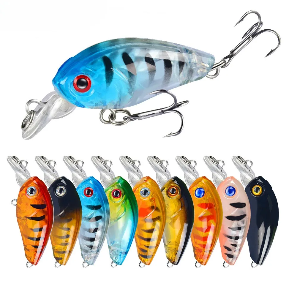

Micro Crankbait 4.5cm 4g, Ultralight Floating Lure for Creek Trout Fishing, with 3D Eyes & Rattle, 9 Colors for Panfish