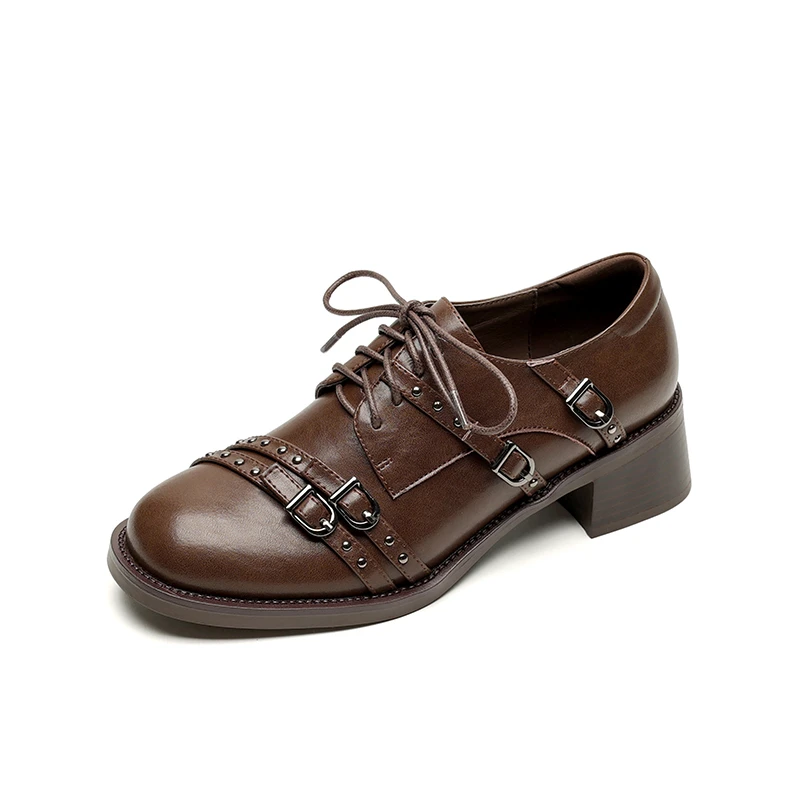 الصلبة اللون مضخات النساء جلد العجل جولة تو الربيع أزياء السيدات اللباس أحذية كعب سميك 4.5 سنتيمتر اليدوية