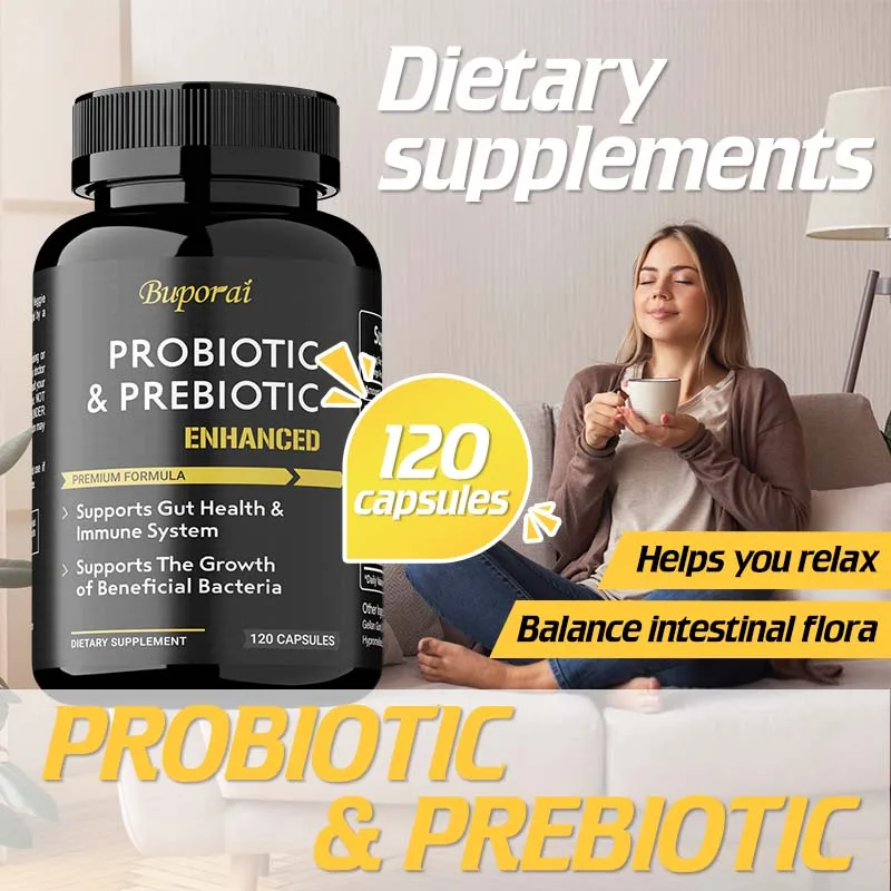 

Probiotics & Prebiotics Capsules - Improves Intestinal Health and Digestive, Maintains Microbiome Balance, and Enhances Immunity