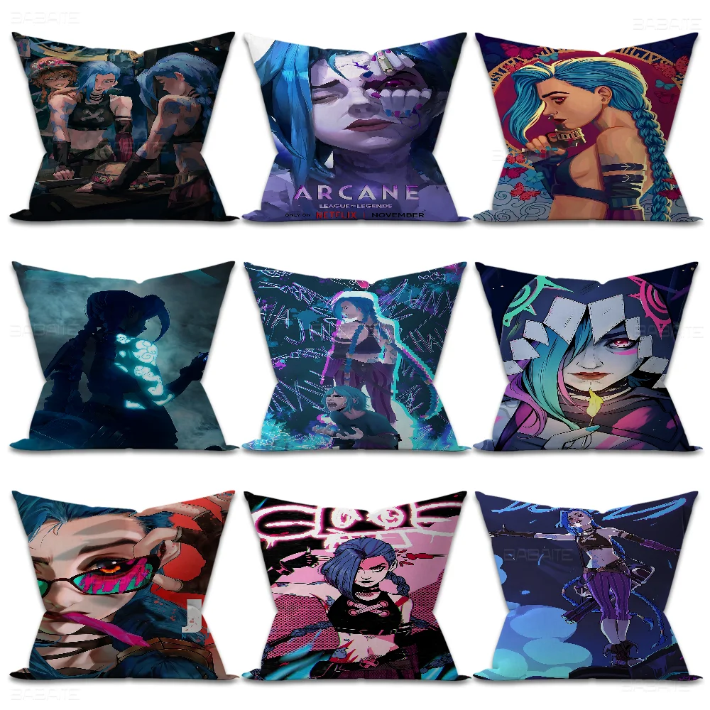 Arcane-League Of Legends J-Jinx Stitch Lucky Dragon Pillow Cover Sofa Cushion Cover Home Room Decoration Children Gift