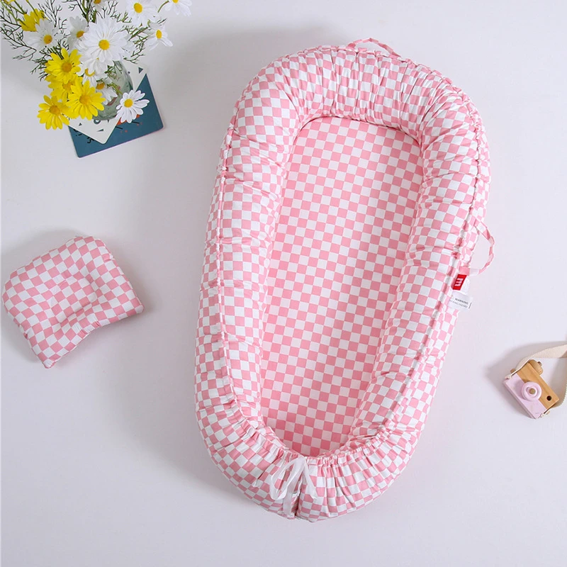 Soft Baby Sleeping Nest Bed Infant Cot Lounger Portable Co-sleeping Cribs for Newborn Bassinet Cotton Portable Crib Travel Bed