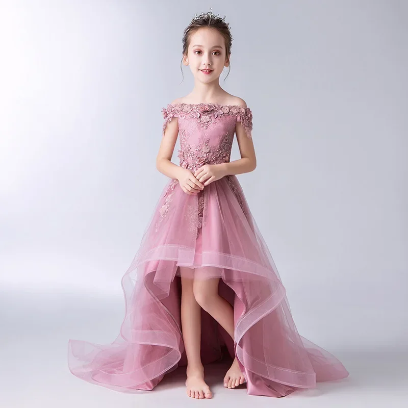 

Princess Bridemaid Dress for Girls Party Flower Clothes Kid Pink Tutu Boutique Elegant Children Mermaid Wedding Girl Dresses