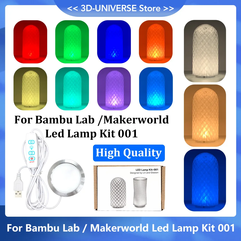 

Комплект светодиодных ламп для Bambu Lab Регулируемый комплект светильников Светодиодная лампа DIY Модель 3 цвета/16 цветов света 001 Запчасти Модель «сделай сам»