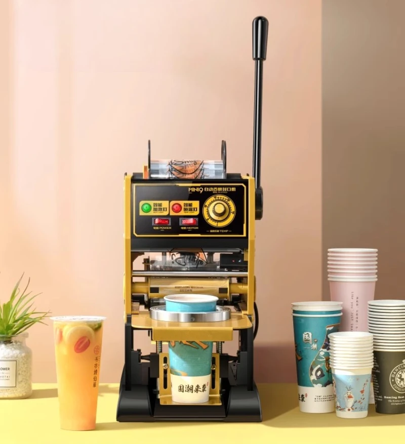 Commercial Semi-Automatic Cup Sealing Machine 220V Paper Plastic Cup Sealer for Juice Milk Tea