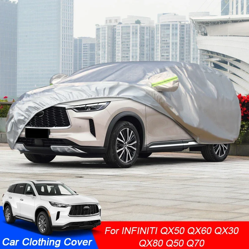 

Для INFINITI Q50 V37 Q70 Y51 QX30 H15 QX50 P71A QX60 L51 QX80 Автомобильный чехол от дождя, мороз, снега, пыли, водонепроницаемый, анти-УФ-чехол, аксессуар
