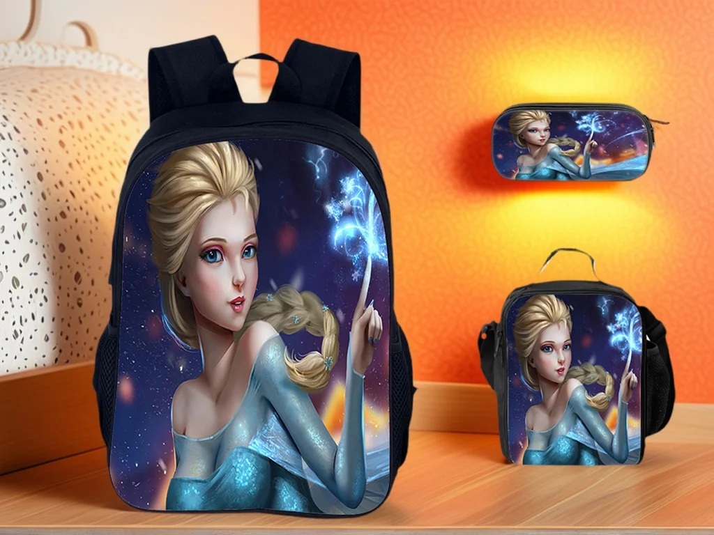 

Little Kid Casual Rucksack with Insulated Lunch Tote,Pencil Case,Frozen Classic Daypack Cute Knapsack for School