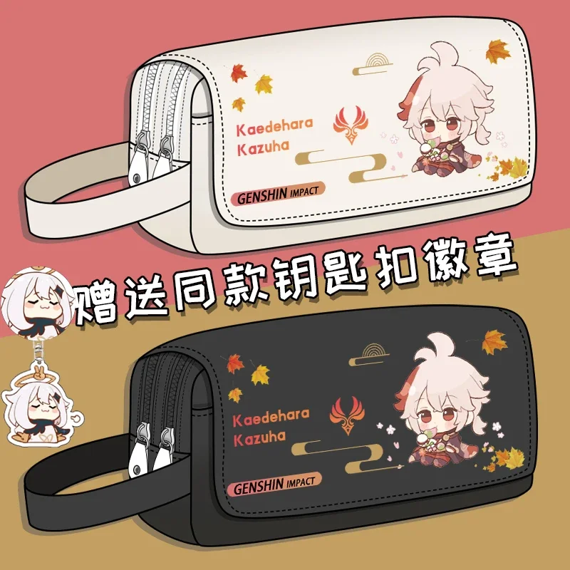 Gioco Cosplay Kawayi Tartaglia Barbatos Xiao Kazuha Canvas Campus studente portatile Flip Pencil Case cancelleria