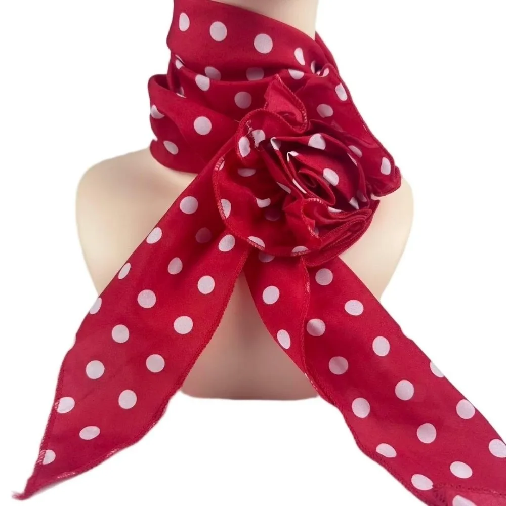 

New Detachable Chiffon Long Scarf Polka Dots Versatile Thin Neck Scarves Elegant Neckerchief Women Girls Gifts
