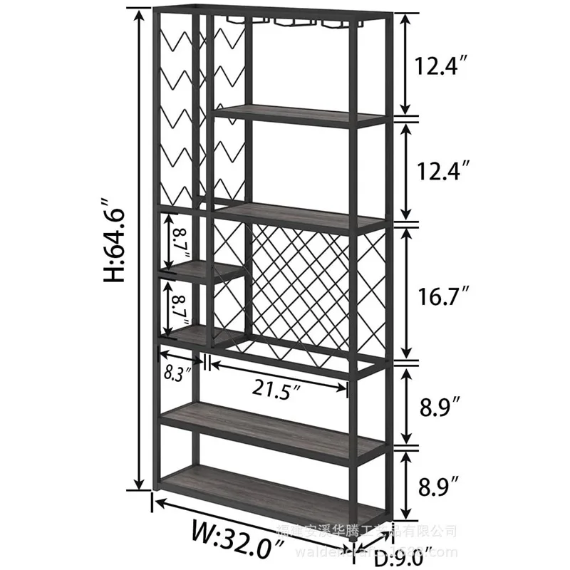 Retro wrought iron home floor-to-ceiling wine rack cabinet red storage display rack glass rack 5