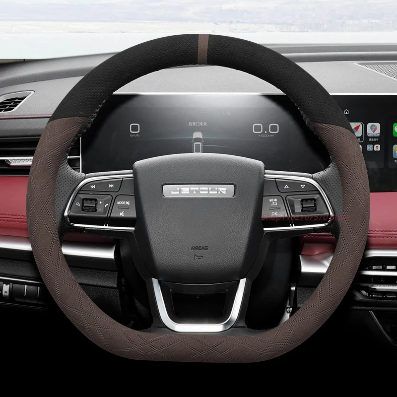 

For JETOUR X70 Plus X70 Pro 70M S X90 Plus Suede Ultrathin Anti Slip Steering Wheel Cover Wrap Car Interior Modified Accessories