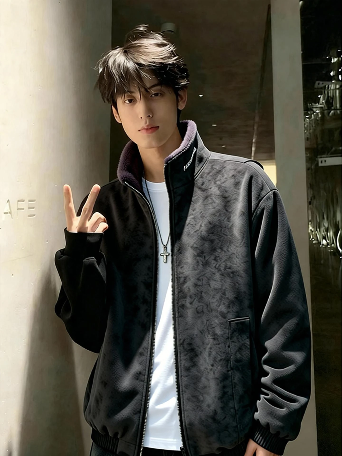 

Мужская кожаная куртка American Sle Matte с хлопковой подкладкой, утепленная, с воротником-стойкой, зимняя теплая рабочая куртка Cleanfit