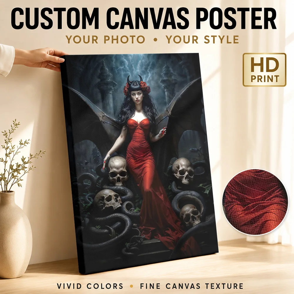 Omen Bride Lilith Canvas Print Poster Personalized Photo Gothic Horror Wall Paintings Decoration for Home Theater Ready to Hang
