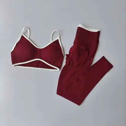 Seamless 2PCS Legging Sets Women's Strappy Sports Bras and Leggings High Waist Fitness Sculpt Leggings Running Pants Gym Suits - Image 3