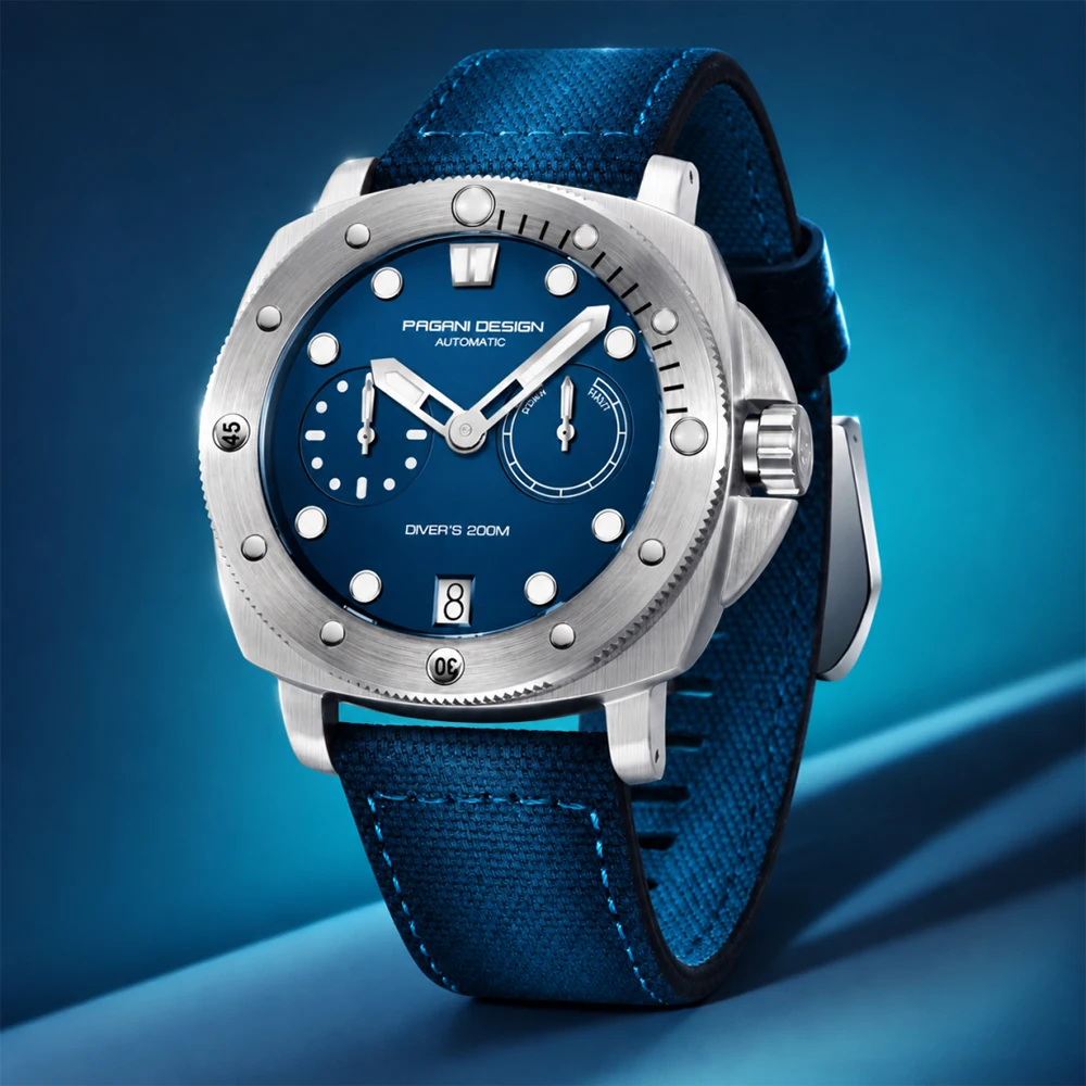 PAGANI DESIGN 1767 Men's Automatic Mechanical Watch Sapphire Crystal Stainless Steel Strap Waterproof Diving Watch Reloj Hombre