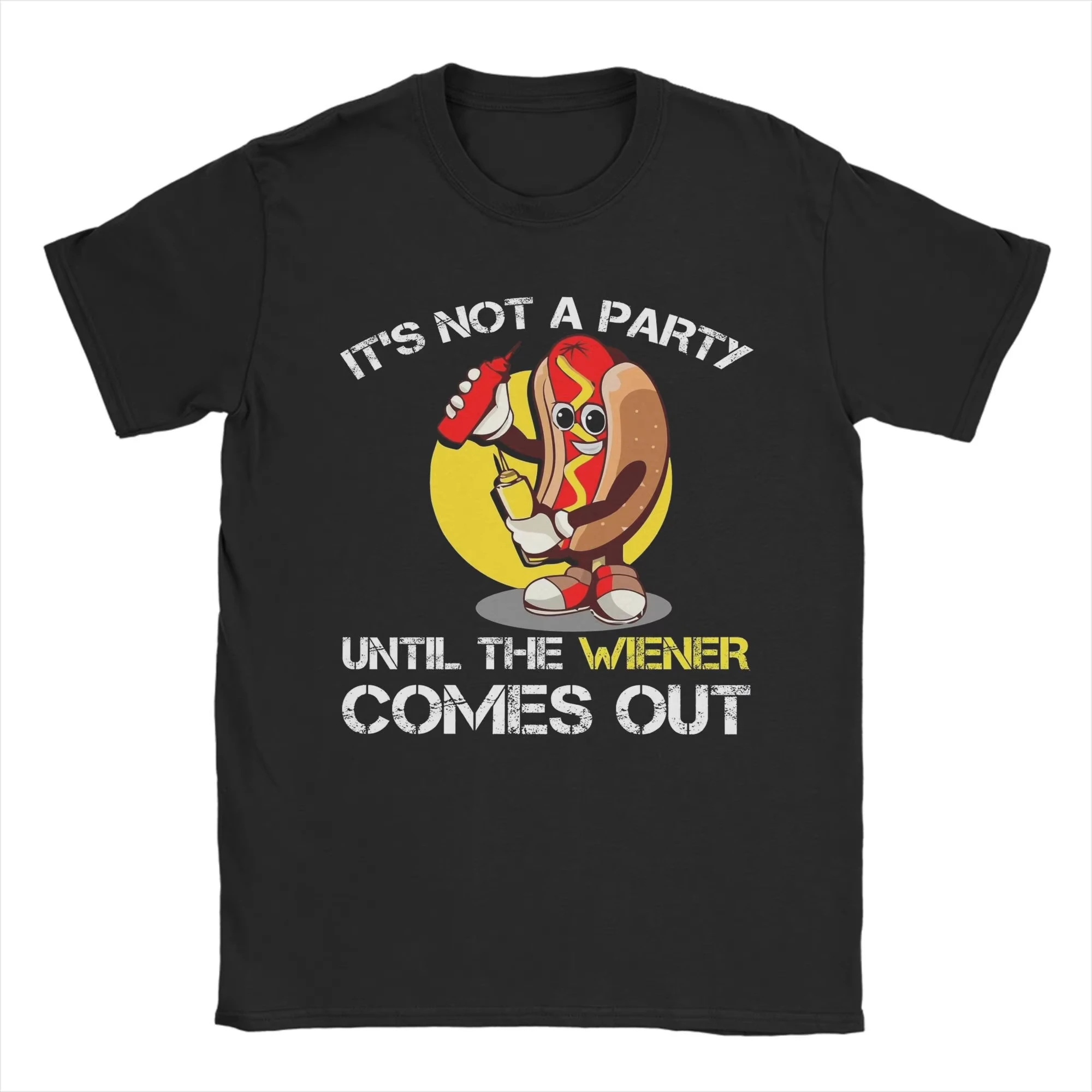 

Vintage T-Shirt Beach It‘s Not A Party Until The Wiener Comes Out Funny Hot Dog Gag Gift Novelty Y2K Classic Short Sleeve Tops
