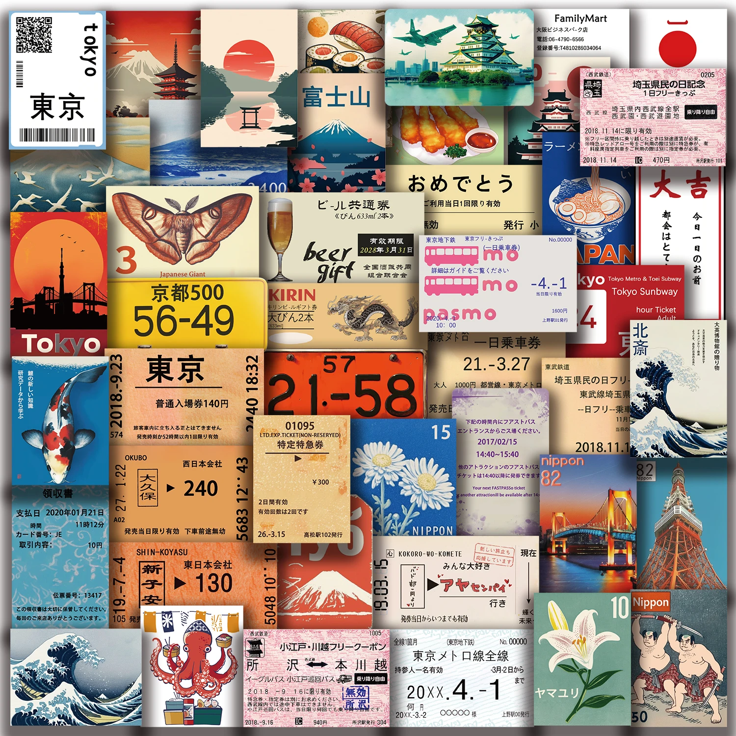 50 STKS Japanse Reiscultuur Stickers Geschilderd Graffiti Mok Mobiele Telefoon Laptop Koffer Decoratieve Stickers