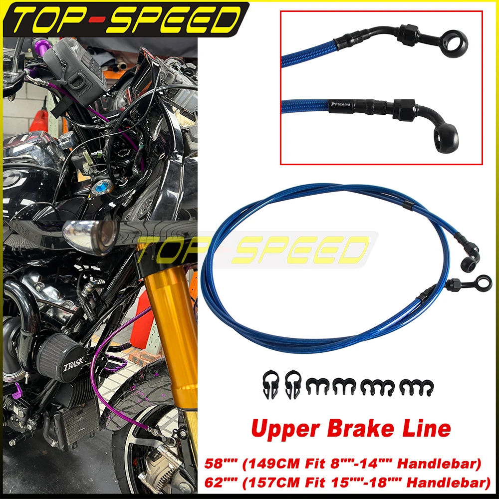 

Stainless Braided Upper Brake Hose Line 58" 62" For Harley Road Glide Ultra Special Limited CVO ST FLTRX FLTRXS FLTRU 2015-2023